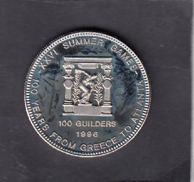 Beschrijving: 100 Gulden  GREECE TO ATLANTA GAMES rare